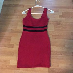 Red dress with mesh detailing
